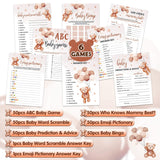 302Pcs Teddy Bear Baby Shower Game Set - 6 Activities For 50 Guests, Gender Neutral Includes Abc, Bingo, Word Scramble, Prediction And More, Each 5X7 Inches