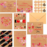 Kraft Valentines Cards With Envelopes 24 Pack Valentines Greeting Cards Blank Inside Kids Adults