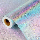 Silver Wrapping Paper Roll, Metallic Holographic Iridescent Star Gift Wrapping Paper, Shiny Silver Star Gift Wrap Paper For Birthday Christmas Wedding Baby Shower Father'S Day, 17Inch×33Feet