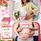 54 Pcs Strawberry Baby Shower Games A Berry Sweet Is On The Way Measure Belly Bump Party Games Include How Big Is Mommy'S Belly Sign 50 Guessing Cards 3 Measuring Tapes