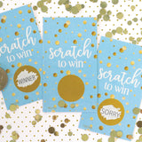 Gold And Blue Scratch Off Game - Bridal Shower, Wedding, Birthday Party, Boy Baby Shower - 28 Cards
