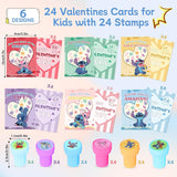 Valentines Day Gifts For Kids Classroom, Set Of 24 Valentines Cards For Kids And Stampers, Valentines Day Cards For Kids School Boys Girls Classroom Exchange Valentines Party Favors