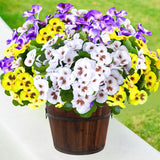 Artificial Fake Pansy Flowers For Outdoor, 24 Bundles Faux Silk Pansies Flowers Wildflowers For Spring Summer Planter Front Door Porch Yard Patio Window Box Home Decor (Purple, Yellow, White)
