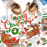 Christmas Coloring Tablecloth, 72 X 30 Inch Christmas Crafts For Kids, Giant Paper Coloring Poster Kids Gifts Activities Games, Xmas Table Cover For Classroom Party Christmas Decorations