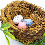 -Easter Artificial Nest Natural Bird Nest Kit Includes Artificial Twig Nest, Fake Foam Feather Birds, Foam Eggs Ornaments For Crafts Home Party Decor