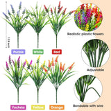 24 Bundles Artificial Flowers For Outdoors, Fake Lavender Flowers Monkey Grass Faux Plastic Plants Shrubs Uv Resistant For Porch Garden Window Box Office Home Decorations, Mixed