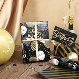 Reversible Wrapping Paper Roll For Birthday, Jumbo Roll, Black Gold Balloon Pattern Ideal For Birthday Party And Special Occasions, 30 Inches X 32.8 Feet