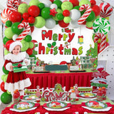 Christmas Balloons Arch Kit With Merry Christmas Backdrop For Xmas Baby Shower Birthday Party Decorations Christmas Balloon Garland Different Sizes With Candy Cane/Red Green Windmill/Red Star Balloons