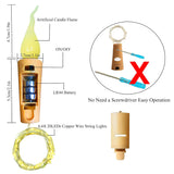 Wine Bottle Lights With Candle Flame, 10 Pack 20 Led Flameless Cork String Light Battery Operated Copper Wire Mini Fairy