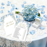 Bridal Shower Games, Blue Hydrangea Wildflowers Wedding Party Decorations Supplies, He Said She Said Game Cards For Spring Bachelorette Engagement Wedding Party, Minimalist, 11