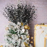 12 Pieces Christmas Artificial Glitter Berry Stems 15.7 Holly Berry Picks Ornaments Fake Christmas Tree Pick Sticks Decorations Glitter Twig Branches Gift For Vase Home Wedding Holiday (Black)