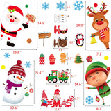 Christmas Door Wall Sticker Decal Removable Large Snowman Santa Reindeer Elf Door Decor Xmas Classroom School Office Bedroom Wall Decoration With Snowflake Merry Christmas Holiday Winter Decor