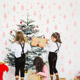 Pink Christmas Tree Wall Decals Merry Christmas Wall Stickers Xmas Tree Snowflake Stickers For Christmas Wall Decoration Indoor Pink Pine Tree Wall Decals For Kids Bedroom Winter Holiday Party Decor