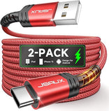 2 Pack USB A to USB C Fast Charging Cable 6.6FT for iPhone 17 16 15 Samsung Galaxy CarPlay Red