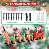 12 Ft Christmas Inflatables Outdoor Decorations Giant Blow Up Yard Decorations Inflatable Santa Claus On Sleigh And 3 Re