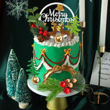 14Pcs Christmas Cake Topper Merry Christmas Cake Decorations With Deer Santa Pine Tree For Xmas Winter Holiday Cake Decor Party Supplies (Gold)
