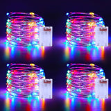 Christmas Multicolor Fairy Lights Battery Operated 4 Pack 16.4Ft 50 Leds Silver Copper Wire Twinkle Lights For Halloween
