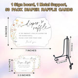 Wild Flower Diaper Party Game Set, 50 Pcs Diaper Raffle Tickets, 1 Wooden Sign & 1 Iron Stand, Gender Neutral Baby Shower Game Kit For Newborn, Party Favor & Supplies - A08
