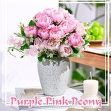 12 Bundles Peonies Artificial Flowers Fake Peony Bouquet Faux Peonies Flowers Bulk With Stems Flower Balls For Centerpiece Table Decorations Wedding Bridal Floral Arrangement (Purple Pink)