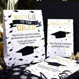 Grad Game Scavenger Hunt, Graduation Party Games - Class Of 2025 Party Idea - 1 Freestanding Sign And 10 Cards To Hide