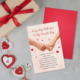 Romantic Hand Holding Valentine'S Day Card For Him Her, Valentines Love Letter Card For Husband Wife Partner, Every Day With You To My Favorite Day