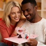 Pop Up Anniversary Card - 3D Cherry Blossom Heart Tree, Couple & Wishing Pavilion Love Card - Ideal Pop Up Wedding Card For Anniversary, Valentine’S, Birthday (6X8 Inches) | For Wife, Husband, Her, Him, Girlfriend, Couple