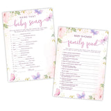 5" X 7" Floral Baby Shower Double-Sided Game Cards With Answer Card - 50 Name That Baby Song & Family Feud - 2 Games, Gender Reveal Game Cards - Party Decor & Supplies - A05
