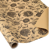 Floral Wrapping Paper Roll - Vintage Brown Floral Design Gift Wrap For Birthday, Bridal Shower, Wedding, Baby Shower - 1 Roll, 17.7 Inch