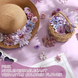 80 Pcs Assorted Fake Flower Heads Mini Artificial Flower Heads Bulk Silk Faux Daisy For Crafts Fake Peony Rose For Wedding Party Wreath Home Decoration(Purple)