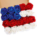 American Flag Artificial Flowers Box, Patriotic Decorations, Red White & Blue Fake Roses For July 4Th, Memorial, Veterans, Labor, Election Day Decorations, Cemetery Flowers, Table Centerpiece