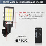 4 Pack 108 LED Solar Street Lights 6500K Motion Sensor Remote IP65 Waterproof Flood Lights
