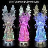 14" Angel Snow Globe Lantern Battery Operated With 6 Hour Timer Color Changing Led Light Praying Angel Swirling Glitter Water Lamp Thanksgiving Christmas Holiday Decor Gift