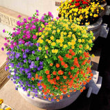 8 Bundles Outdoor Artificial Fake Flowers Uv Resistant No Fade Boxwood Faux Plastic Plants For Garden Patio Porch Window Box Home Wedding Farmhouse Décor (Orange Red)
