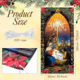 Christmas Decoration Outdoor Religious Door Cover Holy Nativity Front Door Hanging Backdrop Xmas Photography Background For Winter House Church Party Supplies, 70 X 35 Inch