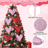 6 Pcs 14'' Large Glitter Valentines Red Heart Decorations Giant Valentine Heart Ornaments Oversized Tree Picks For Tree Topper Home Wedding Holiday Party Decor Vase Fillers(Red,Pink,Classic)