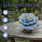 Hand-Made 3D Artificial Ceramic Flowers Desktop Decor Small Plant Potted,Exquisite Suitable For Outdoor/Indoor, Bedroom, Living Room And Office Decoration (3Inch) (Blue2)