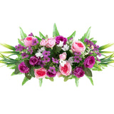 Artificial Cemetery Flowers With Stake: 1Pc Purple Roses Pink Peonies Realistic Memorial Day Grave Flowers For Cemetery - Outdoor Grave Decorations Funeral Arrangements
