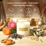 L’Aquila Luxury Scented Candles, Natural Plant Based Wax With Bergamot And Fig Notes, Long Lasting 60 Hours Burn Time, 9Oz Glass Jar Candles For Home, Relaxation & Gifts