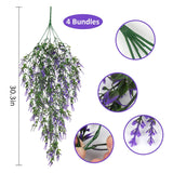 Artificial Flowers For Outdoor, Hanging Plant Uv Resistant Lavender, Fake Plants Greenery Vines Flowers For Indoor Garden Porch Window Patio Hanging Planter Home Party Wedding Decor(Purple)