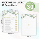 Guess Who Said It Mommy Or Daddy Baby Shower Game Cards - Golden Greenery - 30 Double-Sided Fill In Style Game Cards For Gender Reveal, Baby Announcement, Party Games & Activity - D04