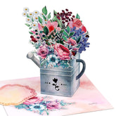 3D Pop Up Flower Cards-Watering Can With Flowers, Pop Up Card Greeting Cards For Mom, Grandmother, 3D Bouquet Card With Blankcard And Envelope, For Birthday, Mother'S Day, Thank You, All Occasions
