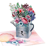 3D Pop Up Flower Cards-Watering Can With Flowers, Pop Up Card Greeting Cards For Mom, Grandmother, 3D Bouquet Card With Blankcard And Envelope, For Birthday, Mother'S Day, Thank You, All Occasions