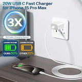 2 Pack 20W USB C Fast Wall Charger with 6FT USB C Cable for iPhone 17 16 15