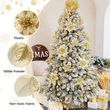 24Pcs 6"& 9 Inch Large Gold Artificial Poinsettia Christmas Flowers Decoration,Glitter Faux Ornaments For Xmas Tree Wreath Garlands New Year Home Decor, Gold