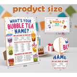 Bubble Tea Decorations For Birthday Party Game, What Is Your Bubble Tea Name,6×8 Wooden Play Sign With Stand And 30 Name Stickers Set
