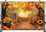 7x5ft Fall Autumn Photography Backdrop Forest Maple Leaves Pumpkins Thanksgiving Decor