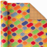 Kraft Building Blocks Wrapping Paper For Boys Girls - 17 Inch X 33 Ft - Colorful Building Bricks Design Gift Wrap Paper For Kids Birthday Holiday Party Toy Lovers