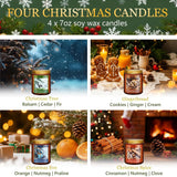 Christmas Candles Set, 4 Pack Xmas Scented Candles For Women, Winter Soy Candle For Home Scented Holiday Candle Gift Set, Christmas Gifts For Women Men Best Friends- Christmas Tree/Spice/Eve/Cookie