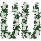 Pack Of 2 Artificial Rose Garlands, 5.9 Ft Flower Floral Vine For Wedding Arch Aisle Mantle Table Runner Centerpieces Backdrop Patio Decorations - White