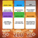 Desafíos Y Tragos – Juego De Cartas Para Adultos | Juegos De Mesa En Español Con Alcohol | Drinking Game Para Fiestas, Bachelorette, Parejas, Cumpleaños | Tragos Y Retos Latinos Divertidos